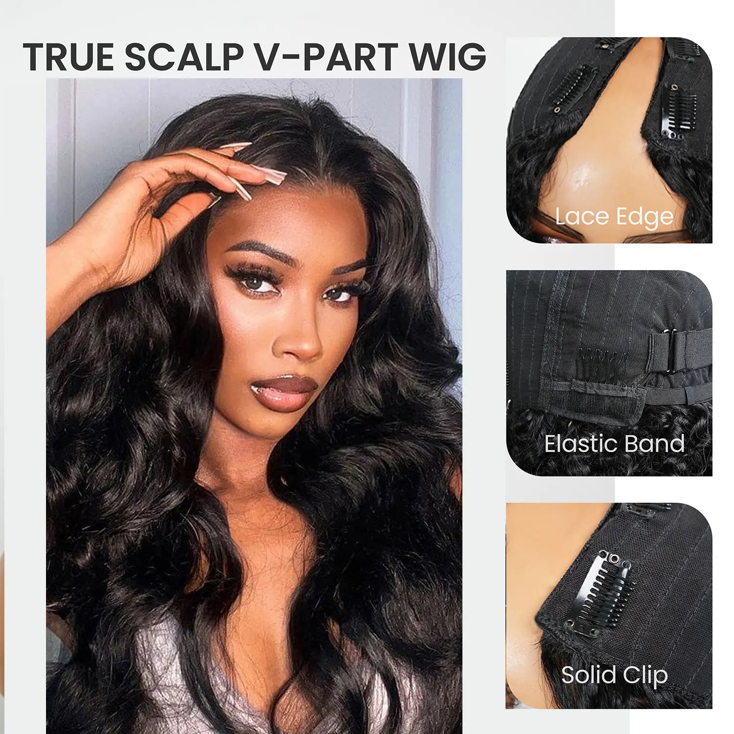 New Brand 250% Density Natural Black Body Wave V Part Wig Human Hair Gluelesss Upgrade U Part Wigs for Black Women Human Hair