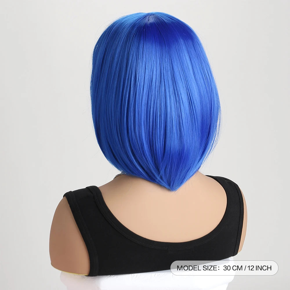 Heat Resistant Short Bob Wig with Bangs for Women Hair Wigs Perfect for Halloween Birthday Costume Party Or Daily Use, Hair Style