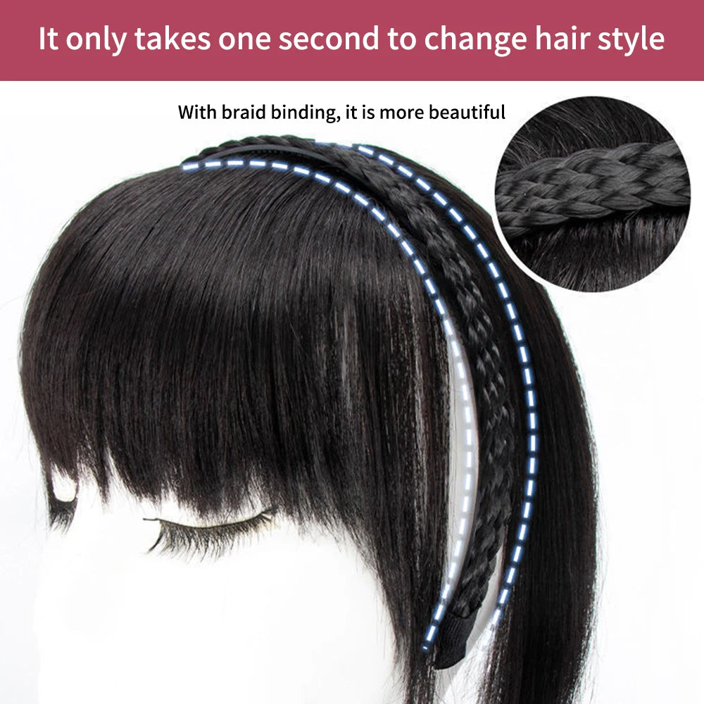 Wig Bangs Headband Synthetic Bangs Hair Extension and Accessories Fake Fringe Natural Hair Clip on Hairpieces for Women Invisible Natural Hair Wigs Clip