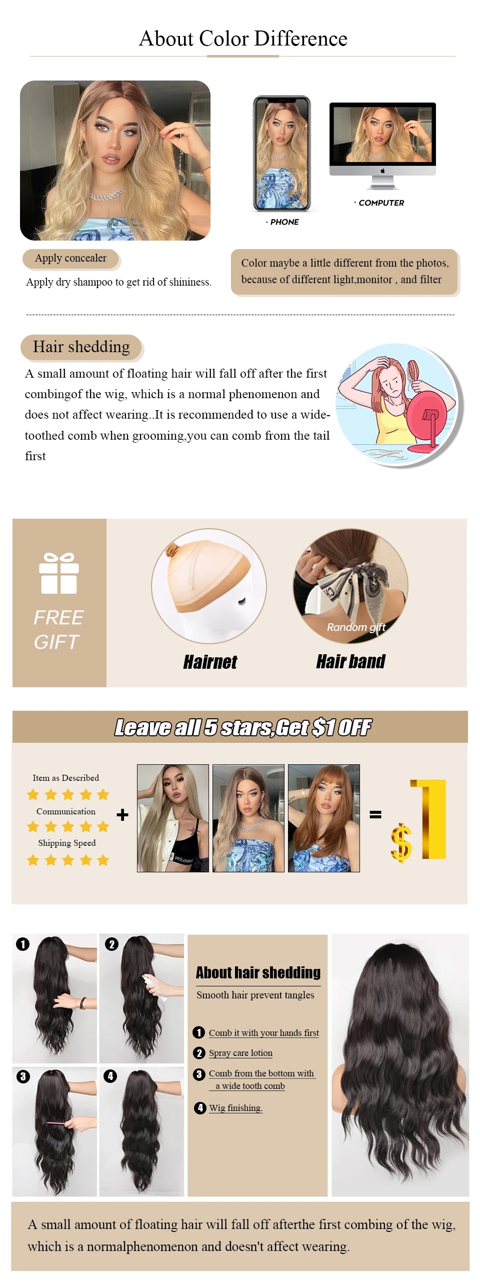 ALAN EATON Long Brown Highlight Synthetic Wig Layered Straight Hair Style Wigs Realistic Fake Hair for Daily Wear High Temperature Wigs