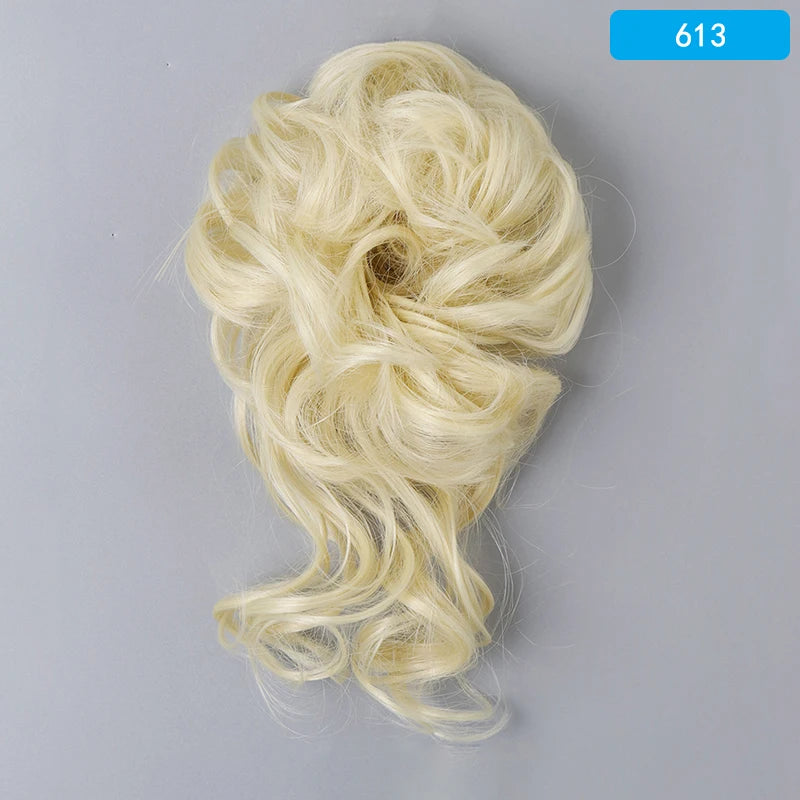 AZQUEEN Messy Bun Hair Extension Synthetic Elastic Band Curly Wave Chignon Scrunchies Donut Updo Hairpiece For Women