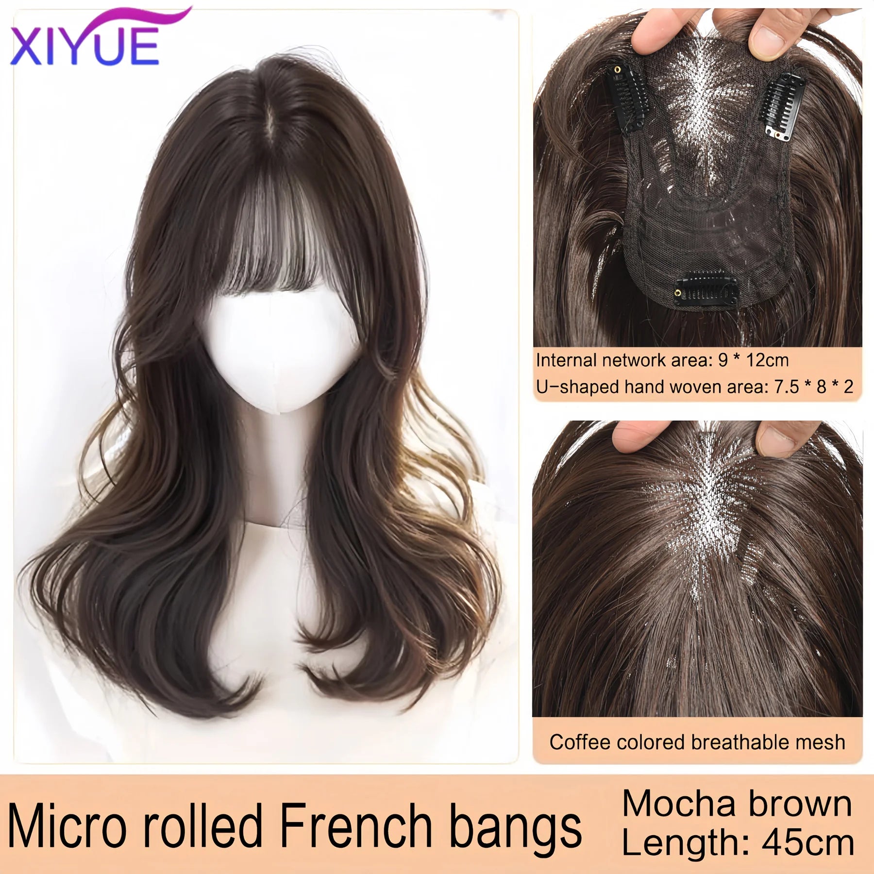 Synthetic Long Straight Layered Wigs Hair Clip in Hair Extensions and Accessories Natural Fluffy Head Top Fake Hair Piece with Bang Clip for Women Wig Daily Use