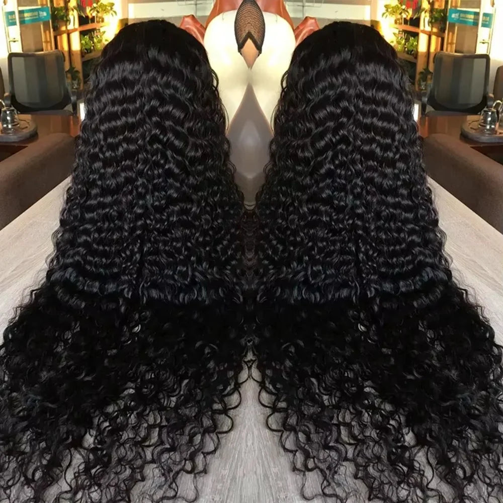 13x6 Wig Glueless 250 Density Brazilian Deep Wave Curly Hair Style Wigs HD Lace Frontal 100% Human Hair Wigs For Women Preplucked Best Hair Water Wig