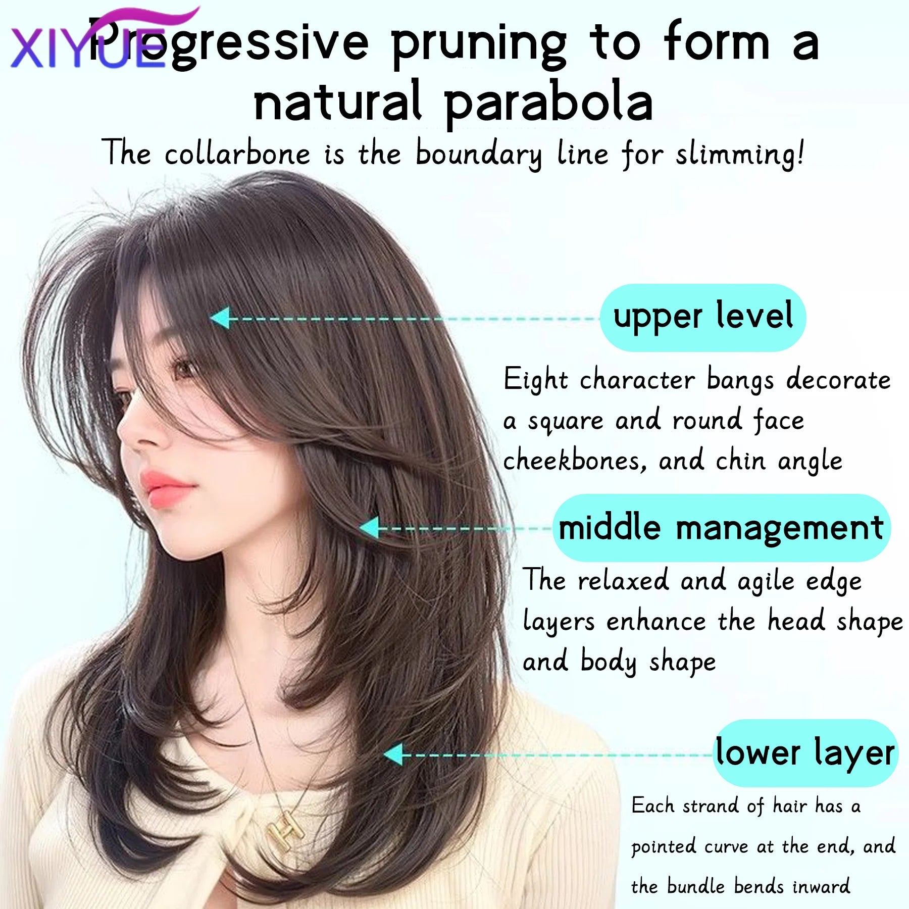 Synthetic Long Straight Layered Wigs Hair Clip in Hair Extensions and Accessories Natural Fluffy Head Top Fake Hair Piece with Bang Clip for Women Wig Daily Use