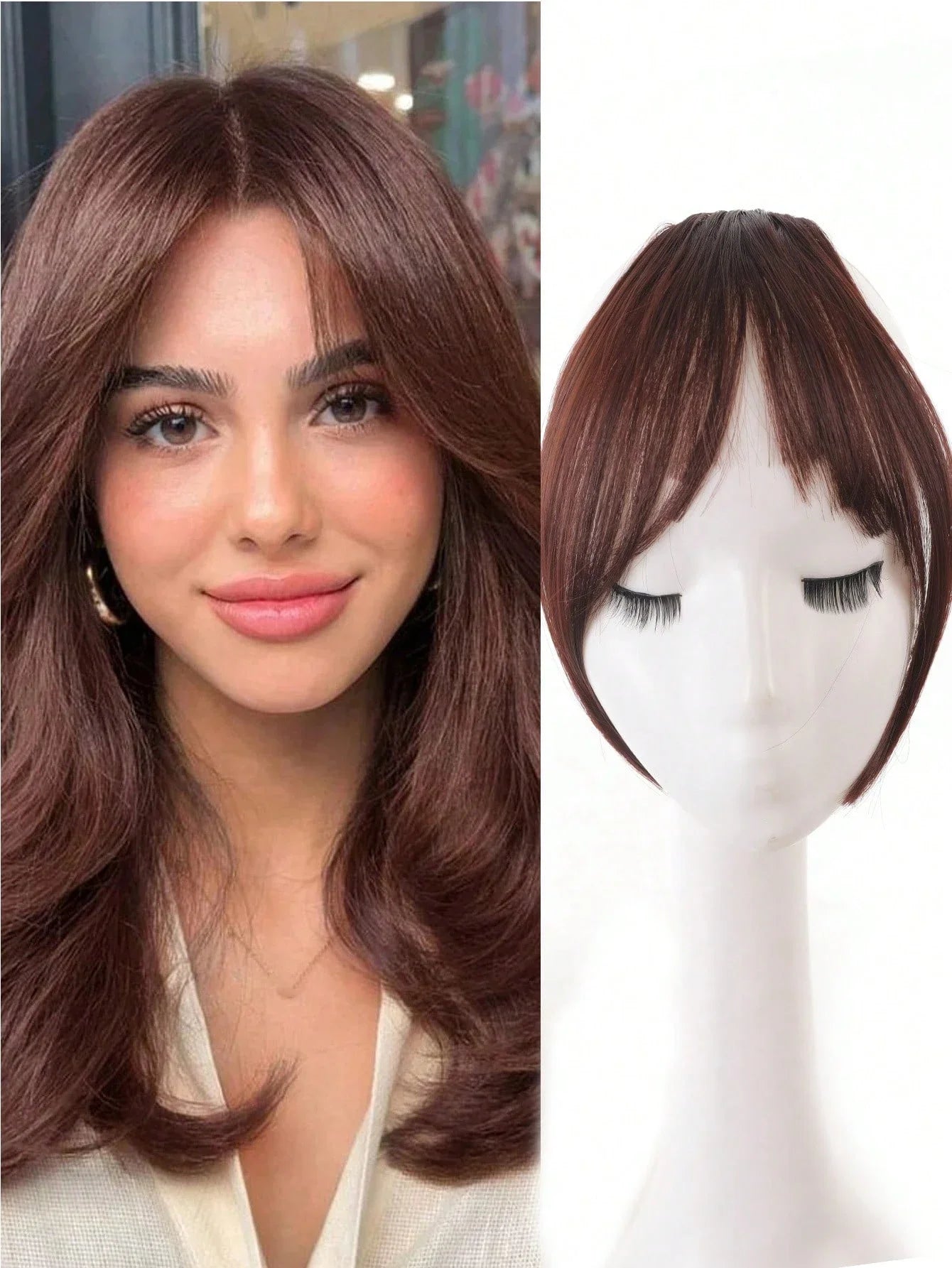 Synthesis Wig Middle-Part Bangs Hair Accessories and Extensions Clip In Forehead Natural Seamless French Oblique Bangs Eight-Character Bangs Hair Wigs within Hair Style