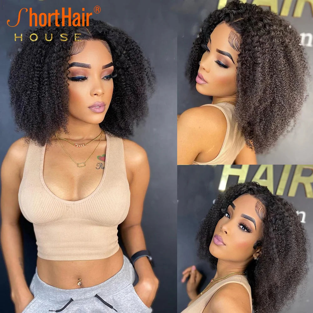 Afro Kinky Curly Human Wigs Brazilian 4x4 5x5 HD Lace Closure Human Hair 360 Transparent Lace Frontal 130Density Hair Extensions and Accessories Hair Style