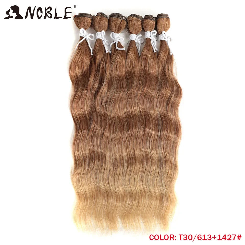 Noble Hair Wigs Water Wave Hair Bundles Synthetic Hair Extensions and Accessories Ombre Blonde Hair Weave Bundles 6Pcs/Pack 20 Inch Wig Hair Extensions