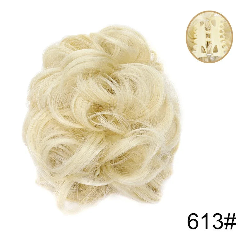 Synthetic Messy Wigs Bun Hair Chignon Updo Claw Clip Hair Extension and Accessories Short Curly Wavy Black Blonde Hairpiece for Women of Hair Wig
