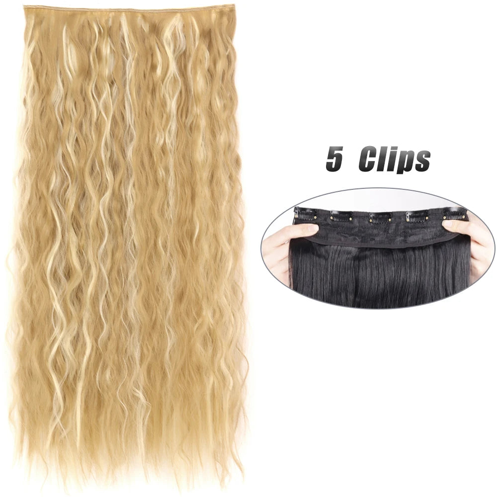 Synthetic Wig 5 Clip In Hair Accessories and Extensions Long Straight Wigs Hair Style Hairpiece Black Brown Blonde 80CM Natural Fake Hair For Women