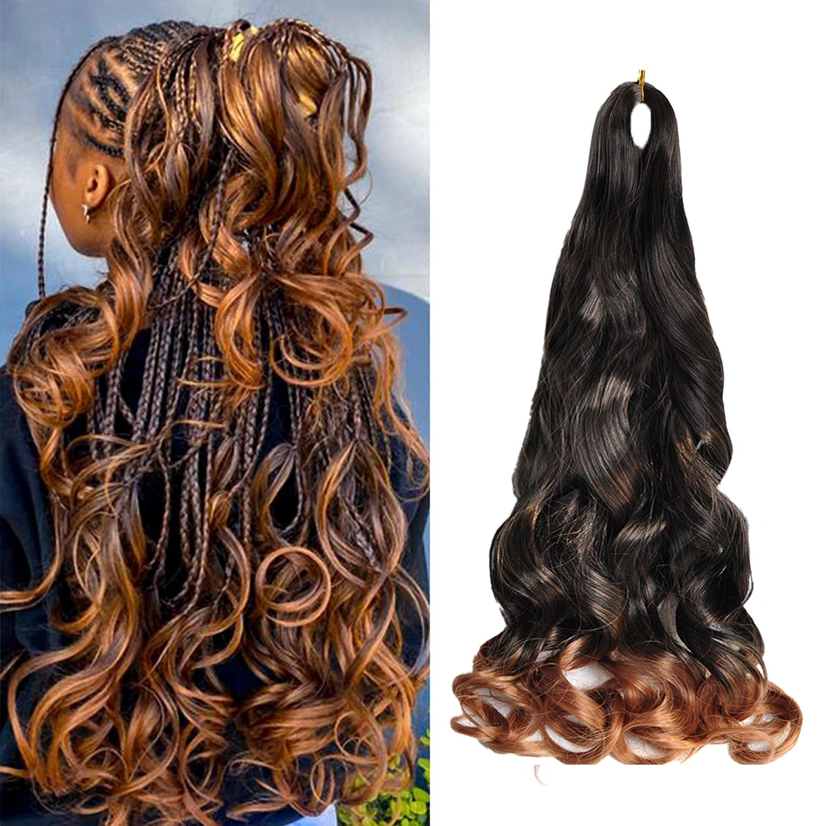 French Curly Braiding Hair Wigs Pre Stretched Bouncy Braiding Wig Hair Easy Braid Curl Braids, Lightweight Synthetic Wavy Hair Accessories and Extensions for Women