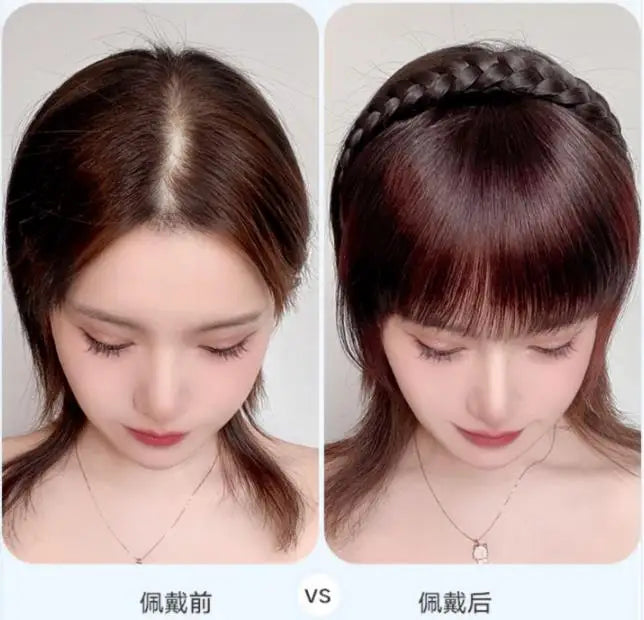 Wig Bangs Headband Synthetic Bangs Hair Extension and Accessories Fake Fringe Natural Hair Clip on Hairpieces for Women Invisible Natural Hair Wigs Clip