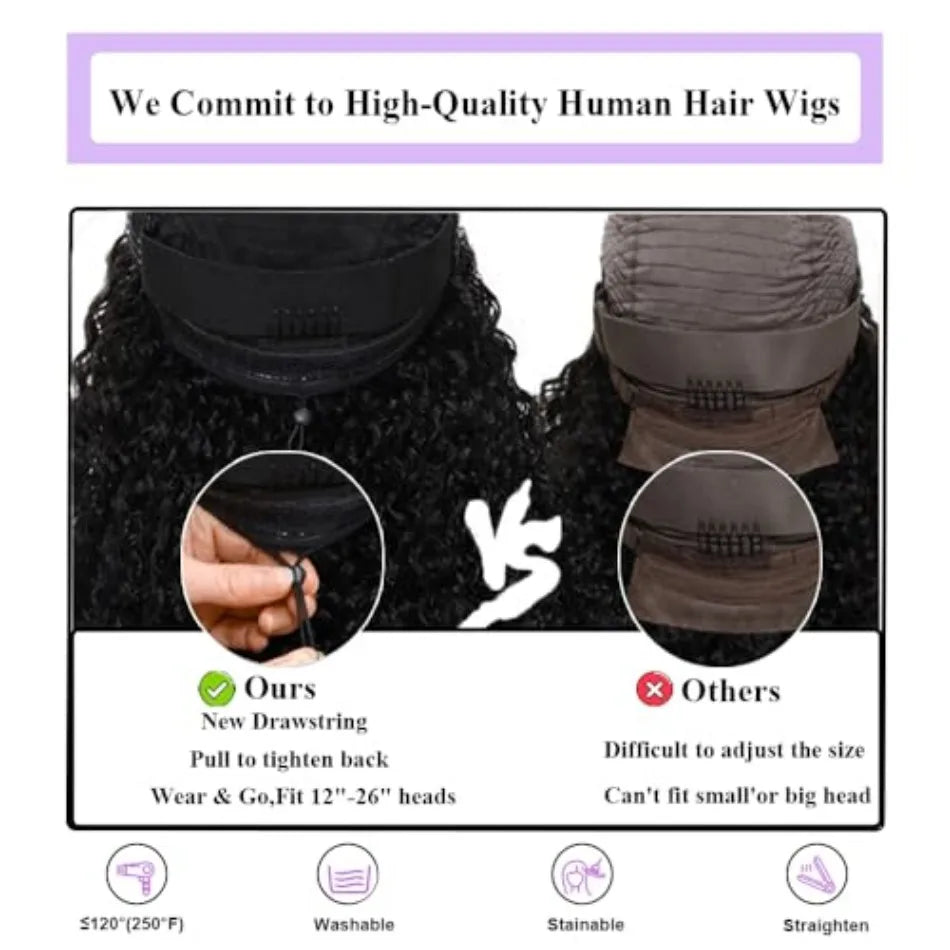 Curly V Part Wig Human Hair No Leave Out Upgrade U Part Wigs Glueless 30 Inch Natural Color Deep Wave Human Hair Wig For Women