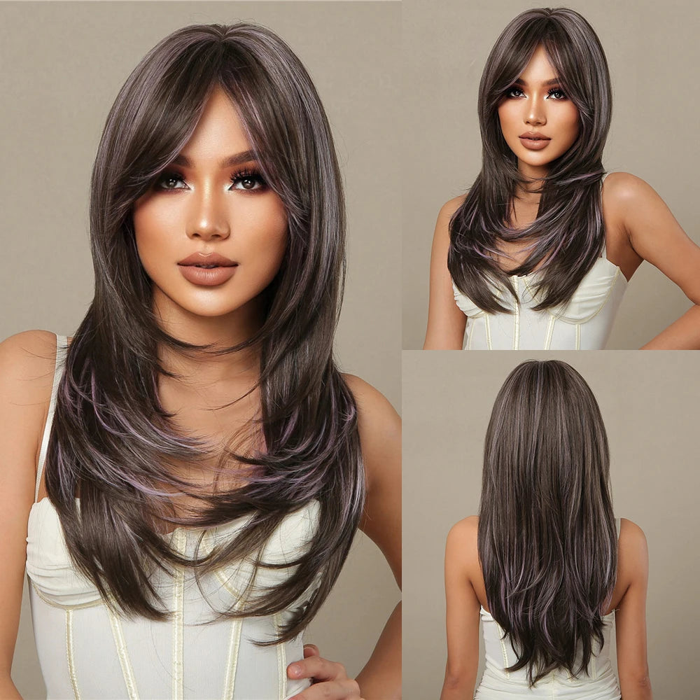 CharmSource Blonde Long Hair Natural Straight Wig Synthetic Wigs  for Women Daily Party High Density