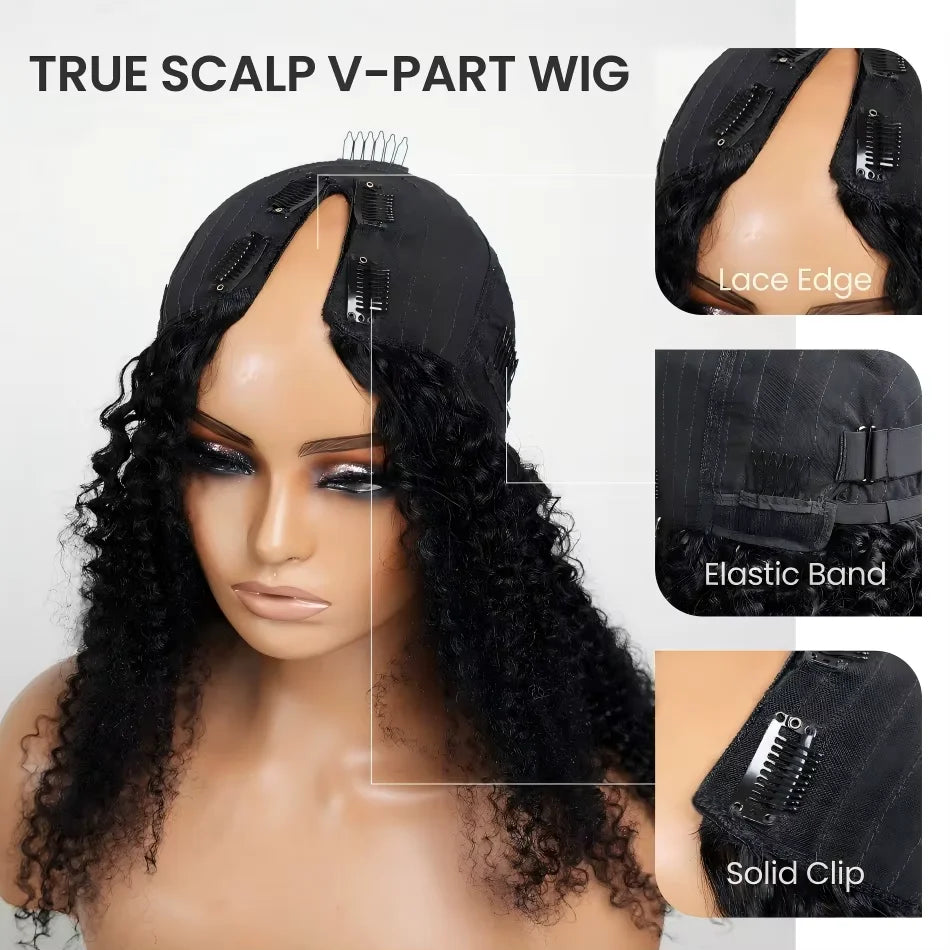 230 Density Straight V Part Wigs Hair Human Hair Wear And Go Glueless Black Brazilian Wigs 100% Human Hair 36Inch No Lace For Women Wig