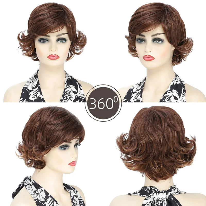 Wig for women, natural full head style, curly hair wigs short curly hair, hair cover Synthetic fiber wig