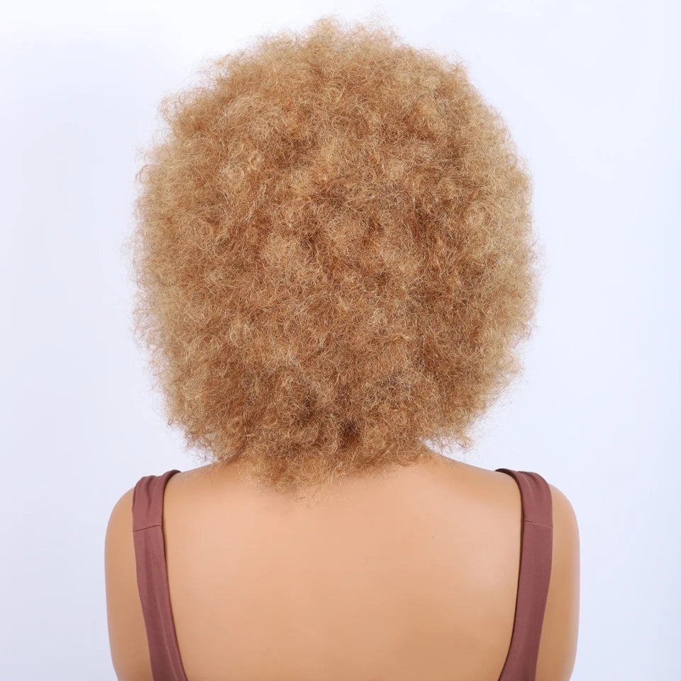 Sleek Brown Colored Human Hair Style Wigs For Women 14 Inch Wigs Short Afro Kinky Bulk Wigs 100% Real Brazilian Natural Real Wigs
