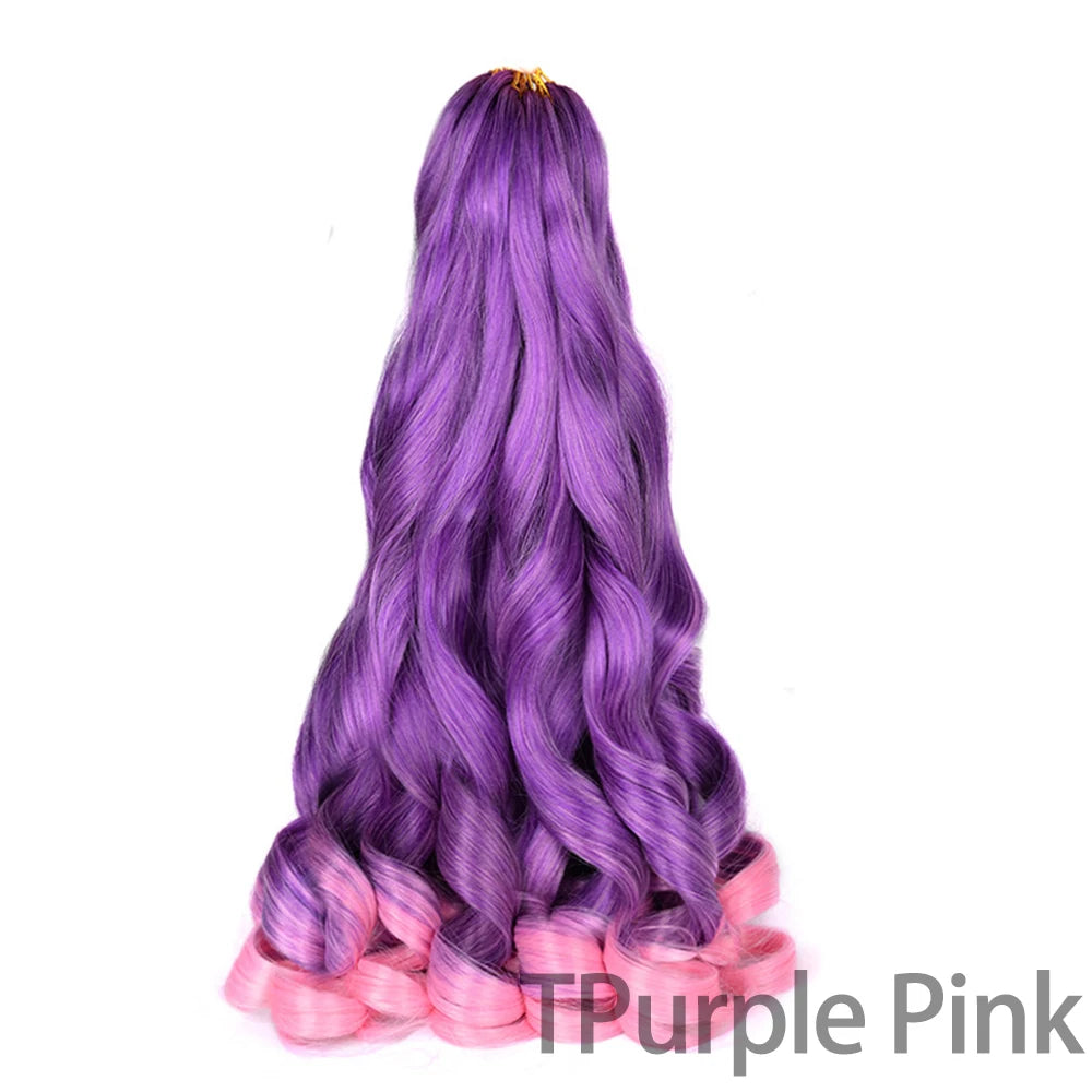 French Curly Braiding Hair Wigs Pre Stretched Bouncy Braiding Wig Hair Easy Braid Curl Braids, Lightweight Synthetic Wavy Hair Accessories and Extensions for Women