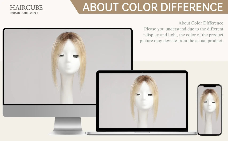 Blonde Ombre 100% Remy Human Hair Toppers Clips In Hair Lace Base Topper Hairpieces for Women Hair Extensions 12 Inch Straight