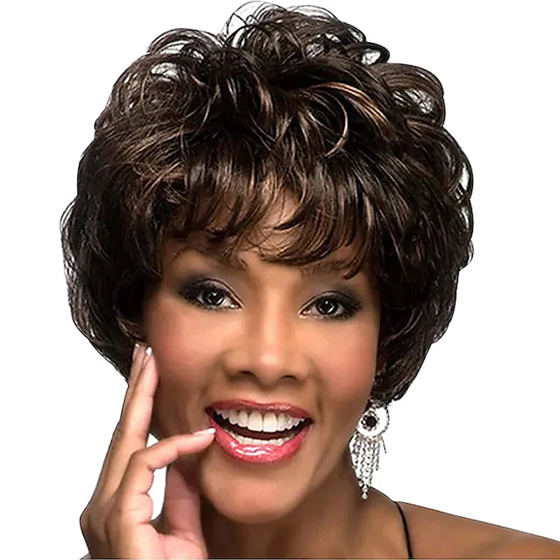 HAIRJOY Synthetic Hair Wigs Women Classic Short Wig Layers Curly Grey Wigs Hair Style for Women
