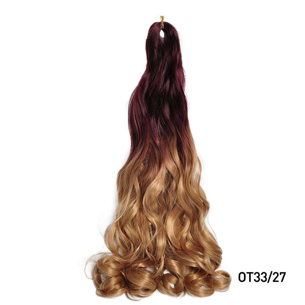 French Curly Braiding Hair Wigs Pre Stretched Bouncy Braiding Wig Hair Easy Braid Curl Braids, Lightweight Synthetic Wavy Hair Accessories and Extensions for Women