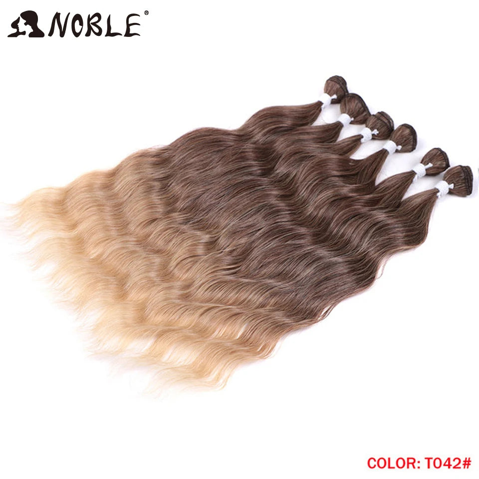 Noble Hair Wigs Water Wave Hair Bundles Synthetic Hair Extensions and Accessories Ombre Blonde Hair Weave Bundles 6Pcs/Pack 20 Inch Wig Hair Extensions