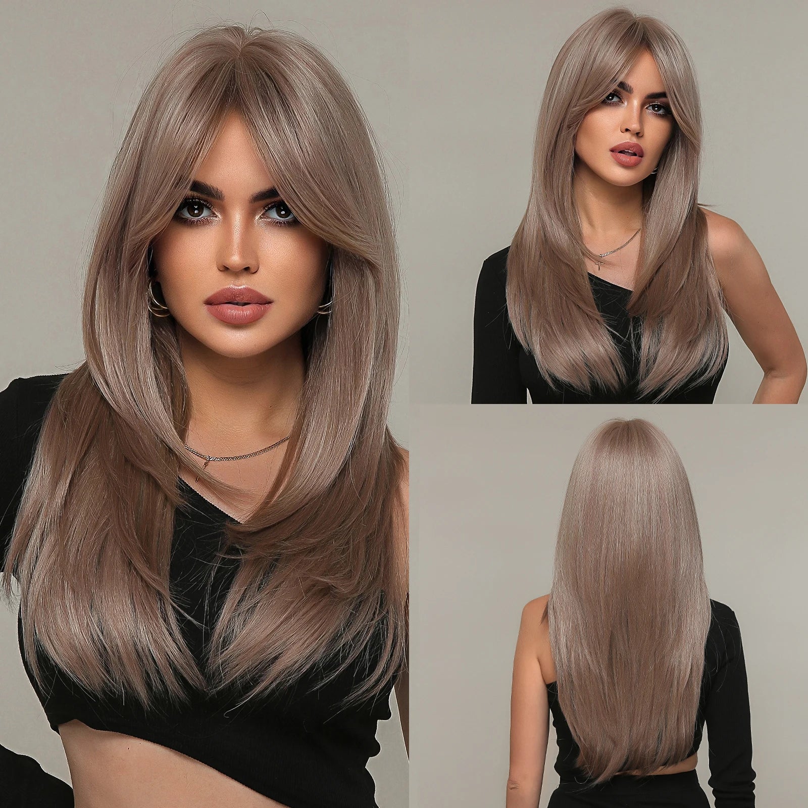 CharmSource Blonde Long Hair Natural Straight Wig Synthetic Wigs  for Women Daily Party High Density