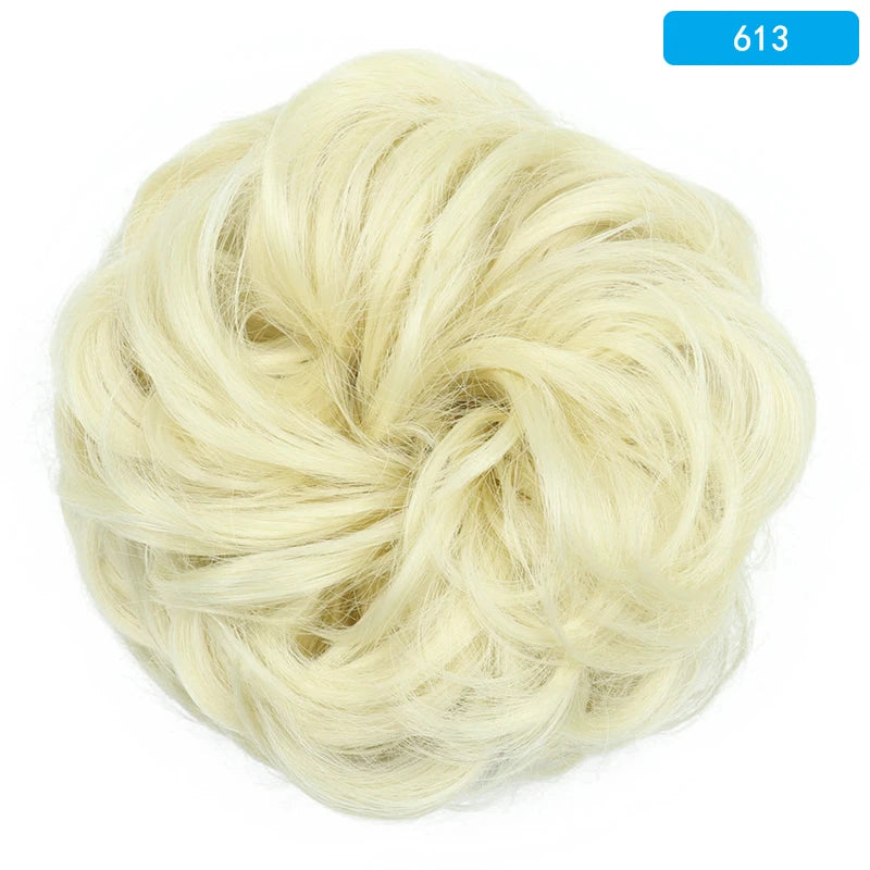 AZQUEEN Messy Bun Hair Extension Synthetic Elastic Band Curly Wave Chignon Scrunchies Donut Updo Hairpiece For Women