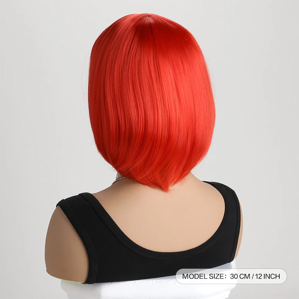 Heat Resistant Short Bob Wig with Bangs for Women Hair Wigs Perfect for Halloween Birthday Costume Party Or Daily Use, Hair Style