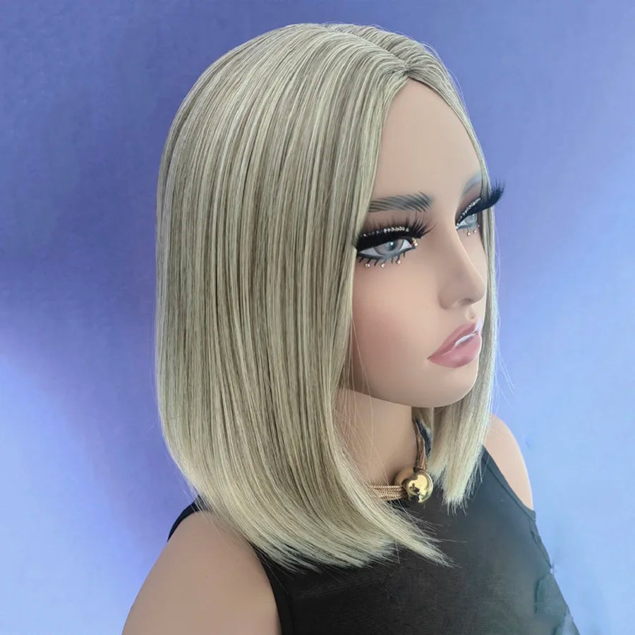 Blond mix Wig BoBo Head New Chemical Fiber Headgear Synthetic Hair Wigs  for Woman Hair Style