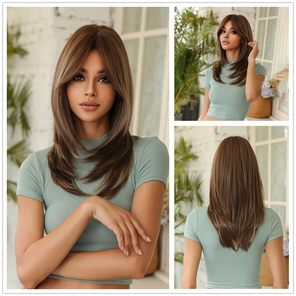 CharmSource Blonde Long Hair Natural Straight Wig Synthetic Wigs  for Women Daily Party High Density