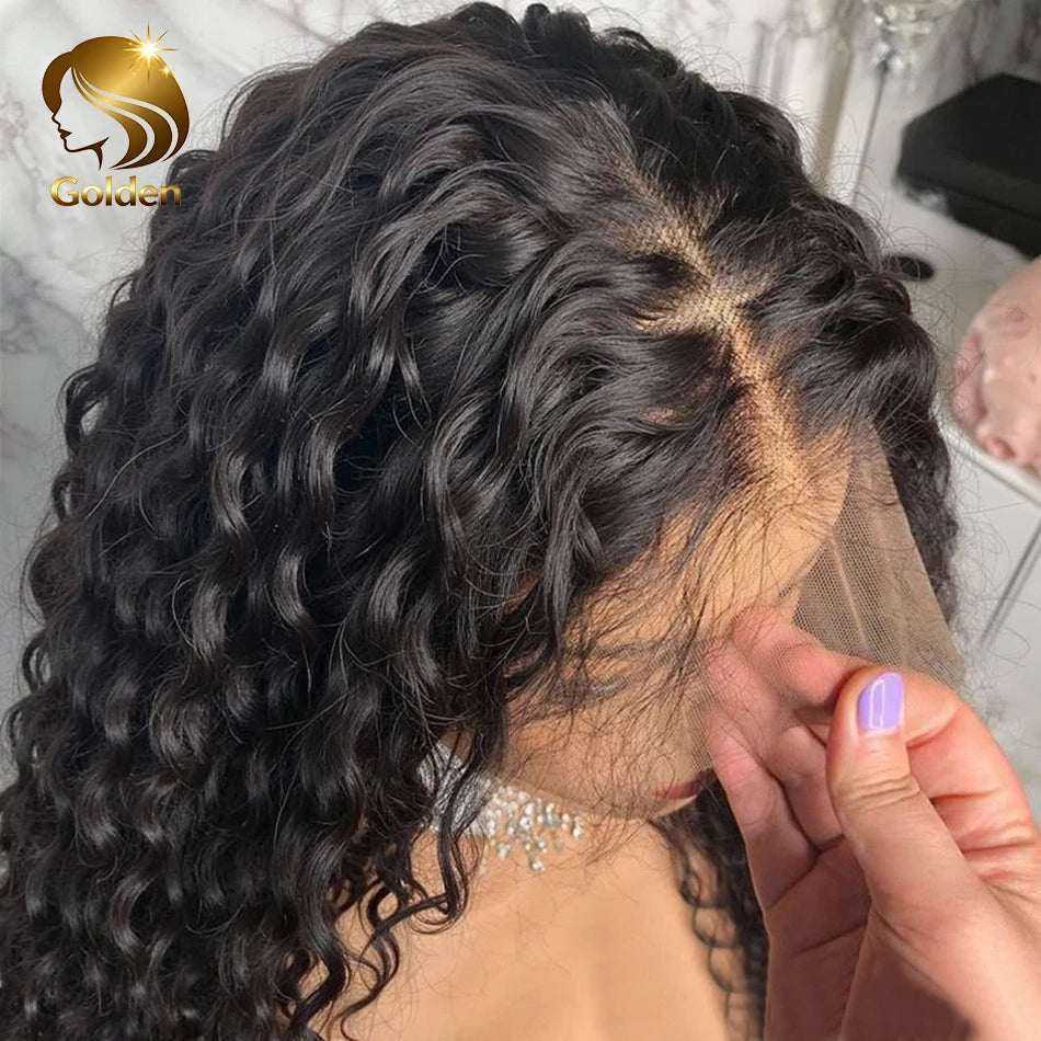 Golden Deep Wave 13x4 13x6 HD Lace Frontal Wigs Human Hair Water Curly Front Wig 5x5 Glueless Human Hair for Women Hair Style