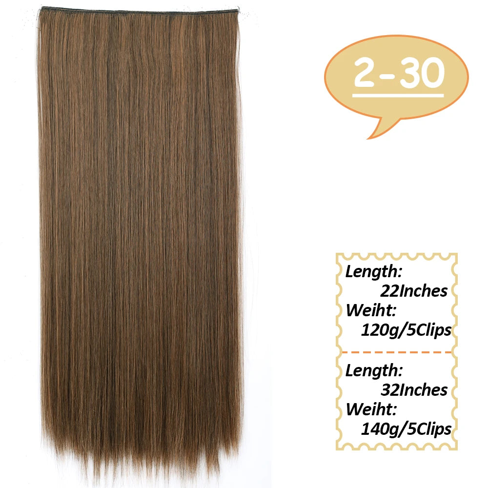NICESY Synthetic Long Wavy 5 Clips Hair Extensions 22Inch/32Inch Clip On Hair Extensions High Tempreture Fake For Women
