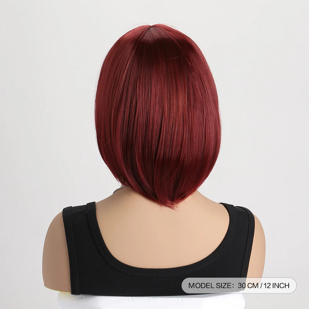 Heat Resistant Short Bob Wig with Bangs for Women Hair Wigs Perfect for Halloween Birthday Costume Party Or Daily Use, Hair Style