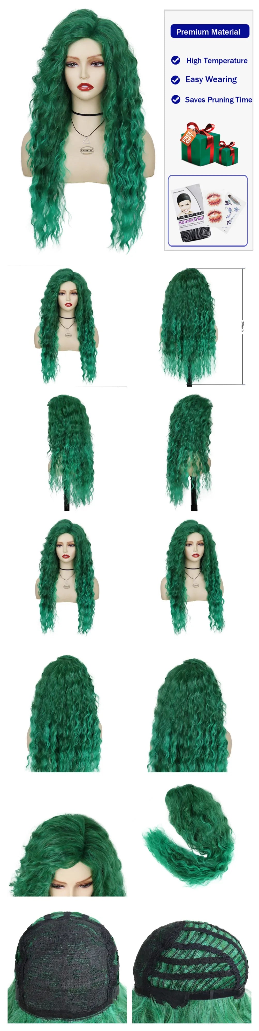 Womens Wig Long Synthetic Hair Ombre Blonde Curly Hair Wigs Female Natural Wavy Drag Queen Regular Wig 80s Gradient Hair Style Wigs for Student