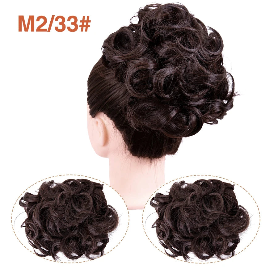 Leeons Syntheic Chignon Hair Wigs piece Curly Bun Hair Extensions and Accessories Scrunchie Updo Hair Pieces Combs In Messy Bun Hair Piece For Women Wig