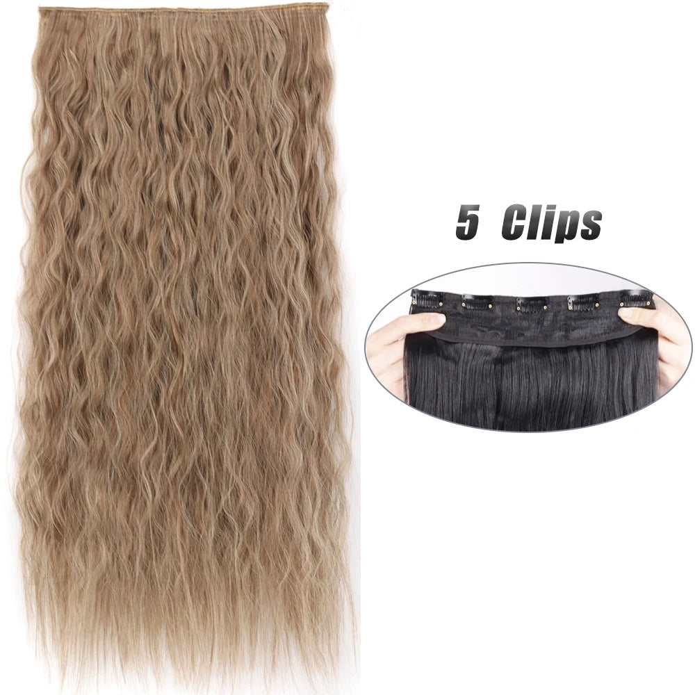 Synthetic Wig 5 Clip In Hair Accessories and Extensions Long Straight Wigs Hair Style Hairpiece Black Brown Blonde 80CM Natural Fake Hair For Women