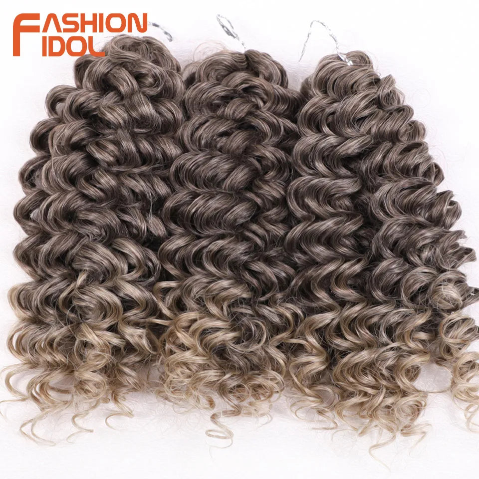 FASHION IDOL 300g 3pcs Wig Passion Twist Braiding Hair Wigs Synthetic 12 Inch Crochet Hair Ombre Blonde Afro Kinky Curly Hair Extensions and Accessories