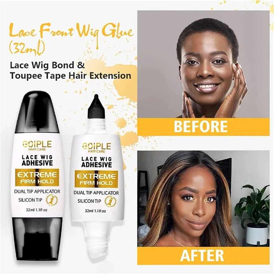 Wig Adhesive Double-ended Applicator Fast-dry Invisible Bonding, Hair Wigs Wax Stick Smoothing Broken Hair & Edge Control Wax for Wigs