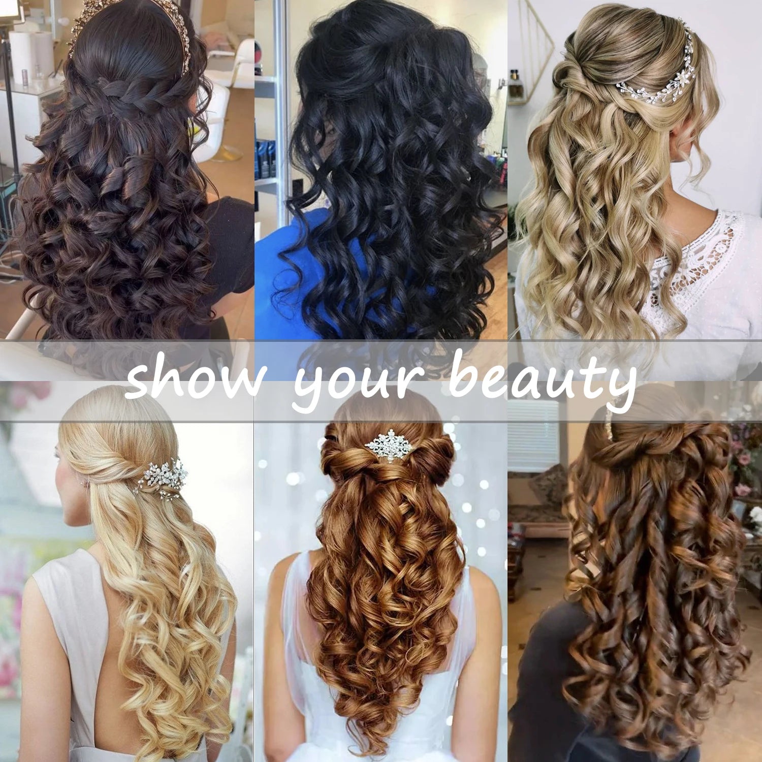 Wig 4Pcs/Set Clip In Hair Accessories and Extensions Synthetic Long Curly Wave Hair Wigs Brown Blonde Black Fake Hairpiece For Women Daily Use