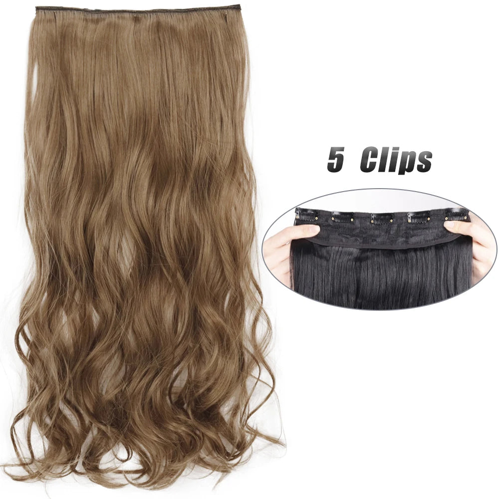 Synthetic Wig 5 Clip In Hair Accessories and Extensions Long Straight Wigs Hair Style Hairpiece Black Brown Blonde 80CM Natural Fake Hair For Women