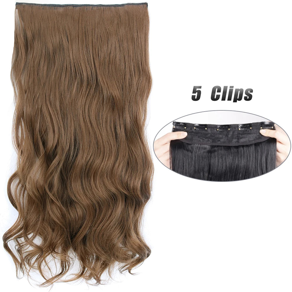 Synthetic Wig 5 Clip In Hair Accessories and Extensions Long Straight Wigs Hair Style Hairpiece Black Brown Blonde 80CM Natural Fake Hair For Women