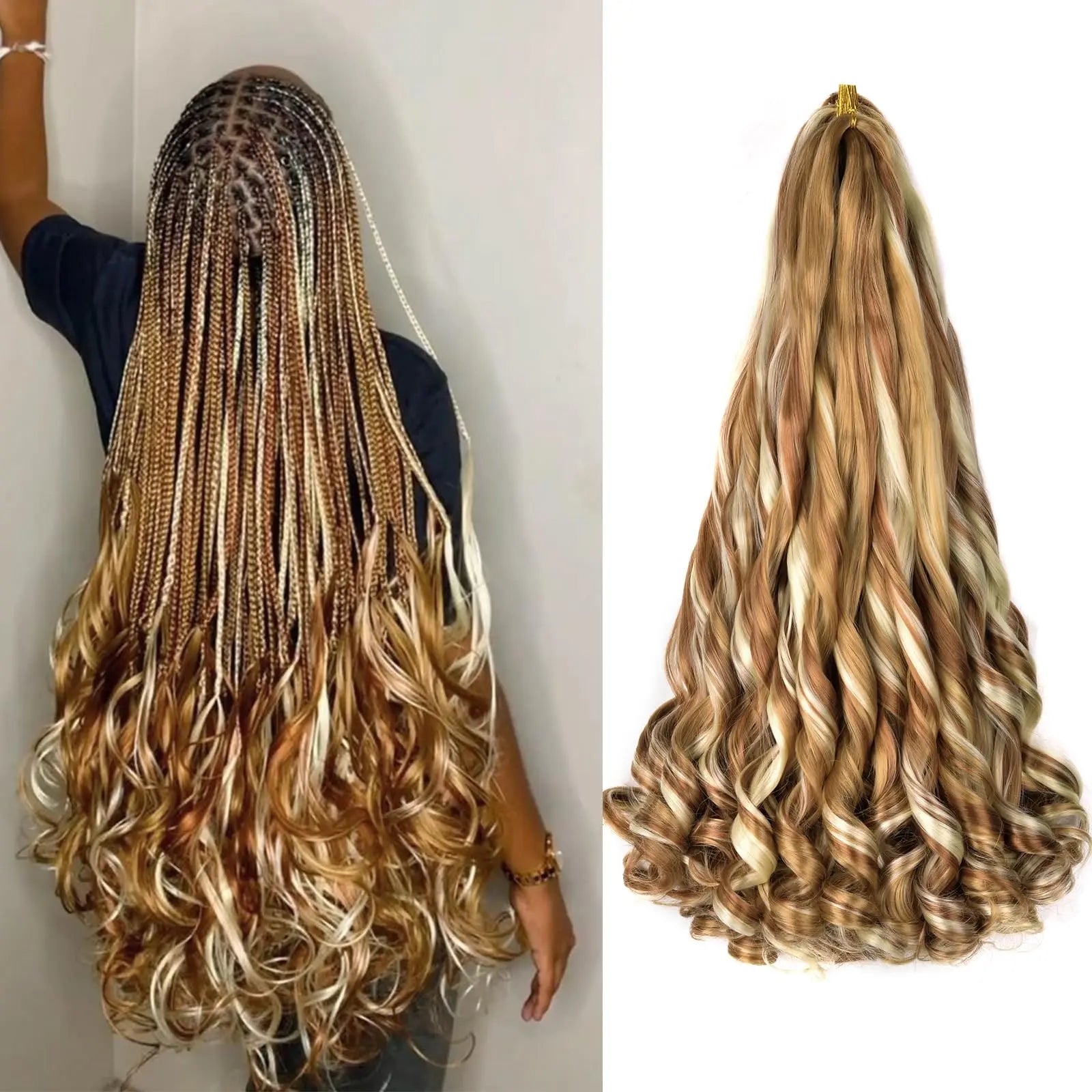 French Curly Braiding Hair Wigs 22Inch Synthetic Curly Braiding Wig Hair Pre Stretched Loose Wavy Curl Braiding Hair Accessories and Extensions For Women