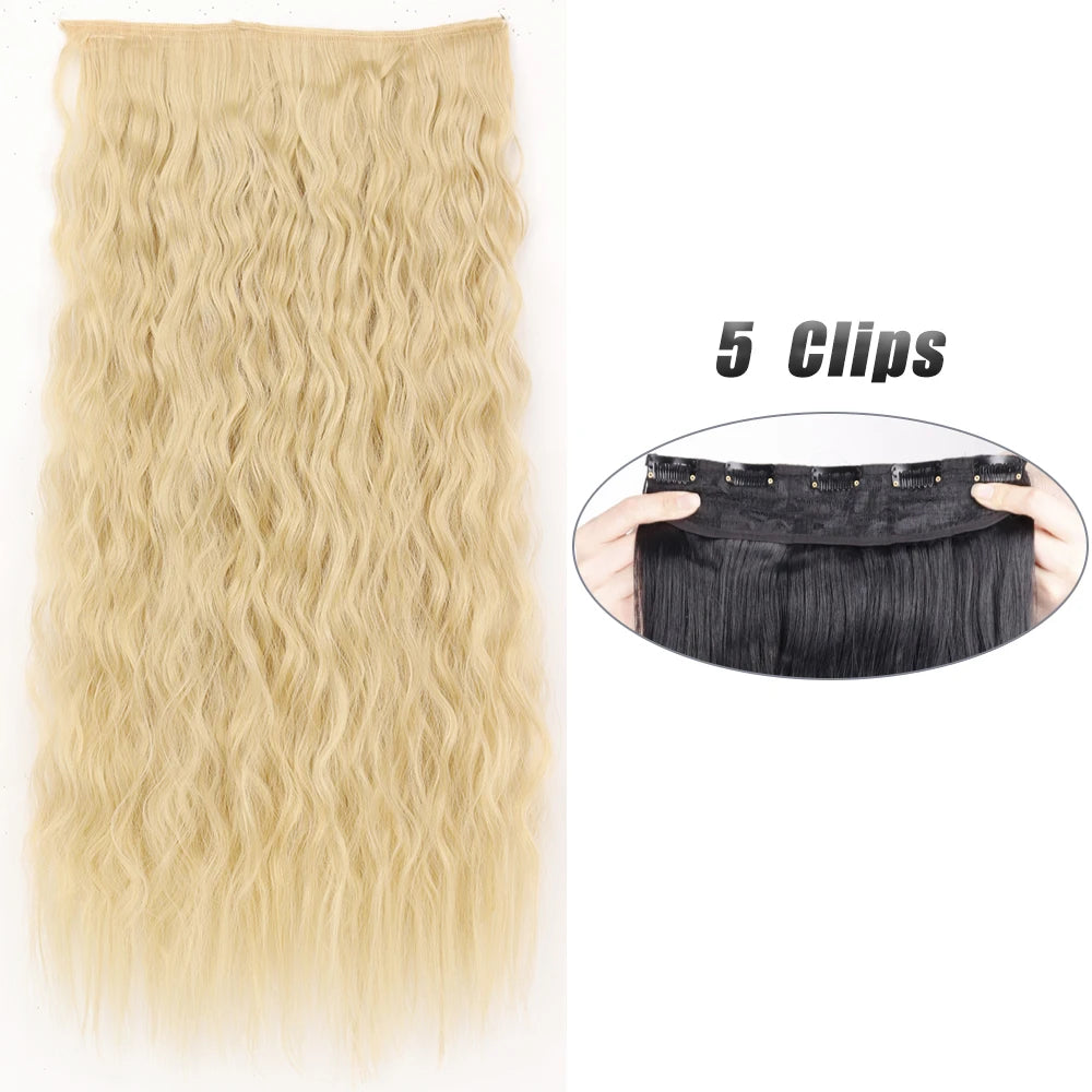 Synthetic Wig 5 Clip In Hair Accessories and Extensions Long Straight Wigs Hair Style Hairpiece Black Brown Blonde 80CM Natural Fake Hair For Women