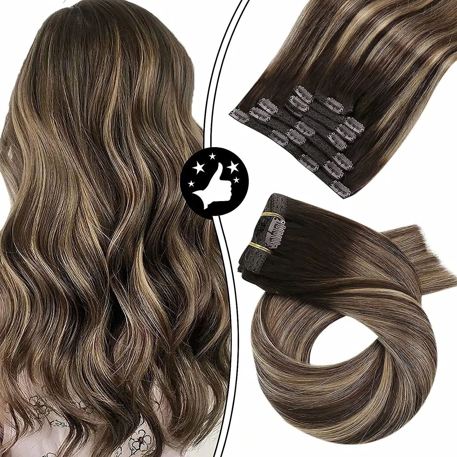 [Hot Sale] Moresoo Clip in Wigs Hair Extensions Real Natural Hair Remy Straight Wig Set 5&7 Pcs Brazilian Clip in Human Hair Extensions and Accessories