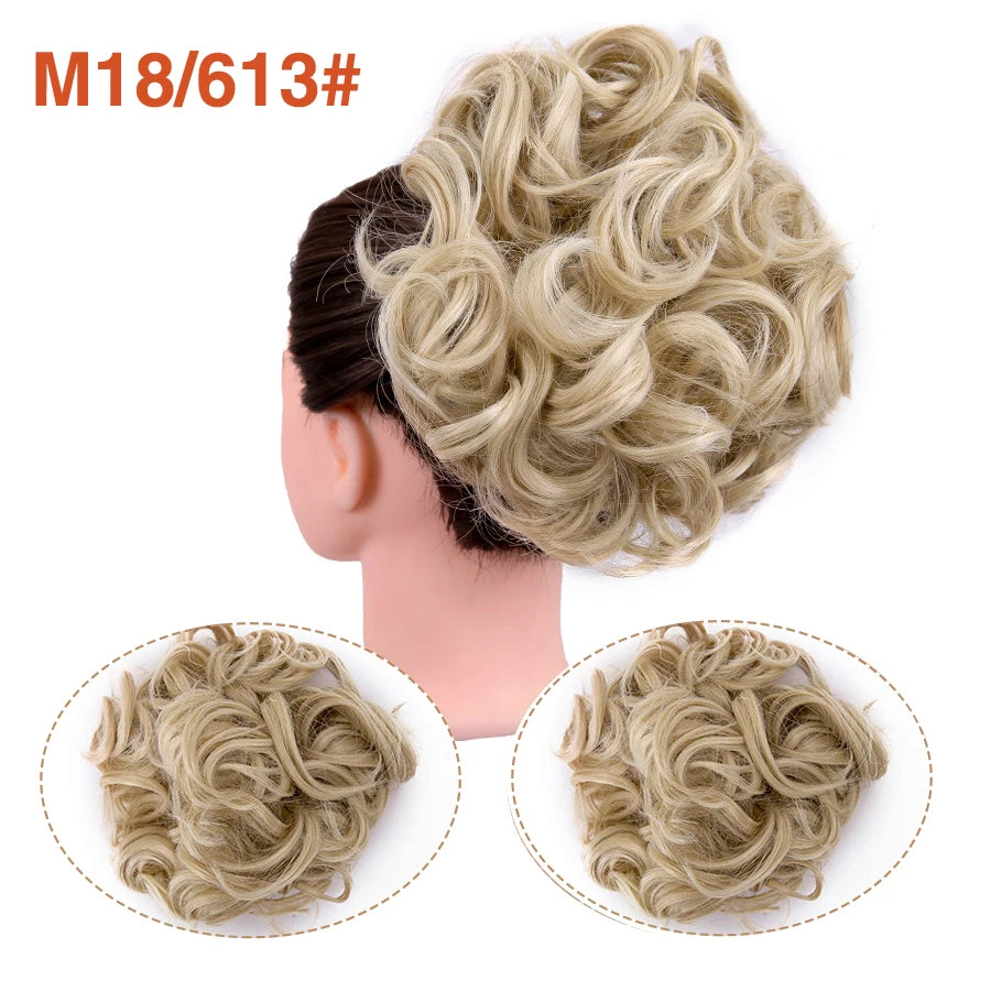 Leeons Syntheic Chignon Hair Wigs piece Curly Bun Hair Extensions and Accessories Scrunchie Updo Hair Pieces Combs In Messy Bun Hair Piece For Women Wig
