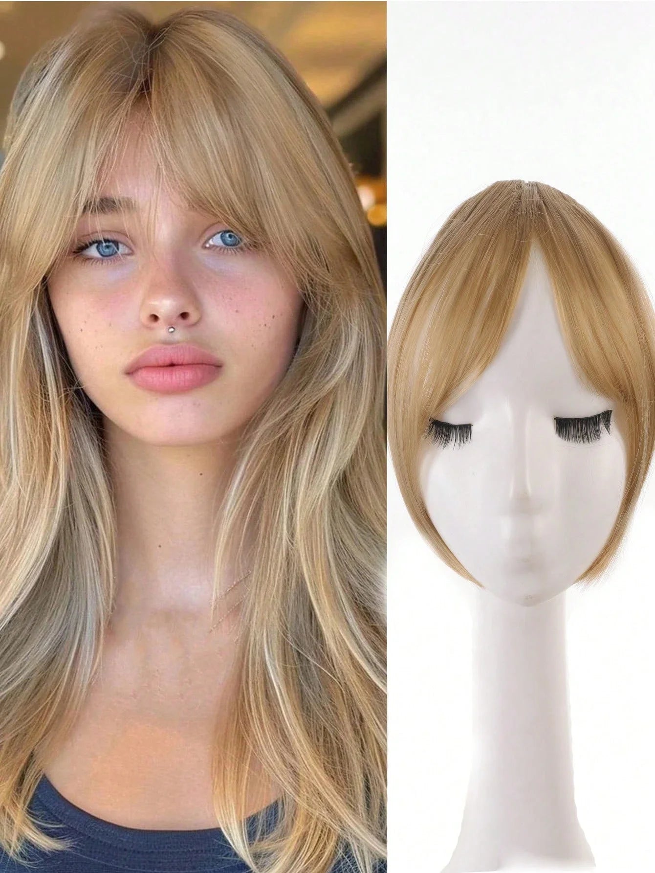 Synthesis Wig Middle-Part Bangs Hair Accessories and Extensions Clip In Forehead Natural Seamless French Oblique Bangs Eight-Character Bangs Hair Wigs within Hair Style