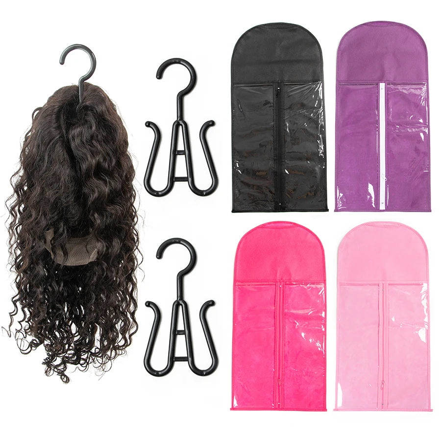 Wig storage Bags Hair Extensions and Accessories Storage Bag With Hanger For lace Hair Wigs Hair Extension Holder wig hanger With bag wigs Accessories
