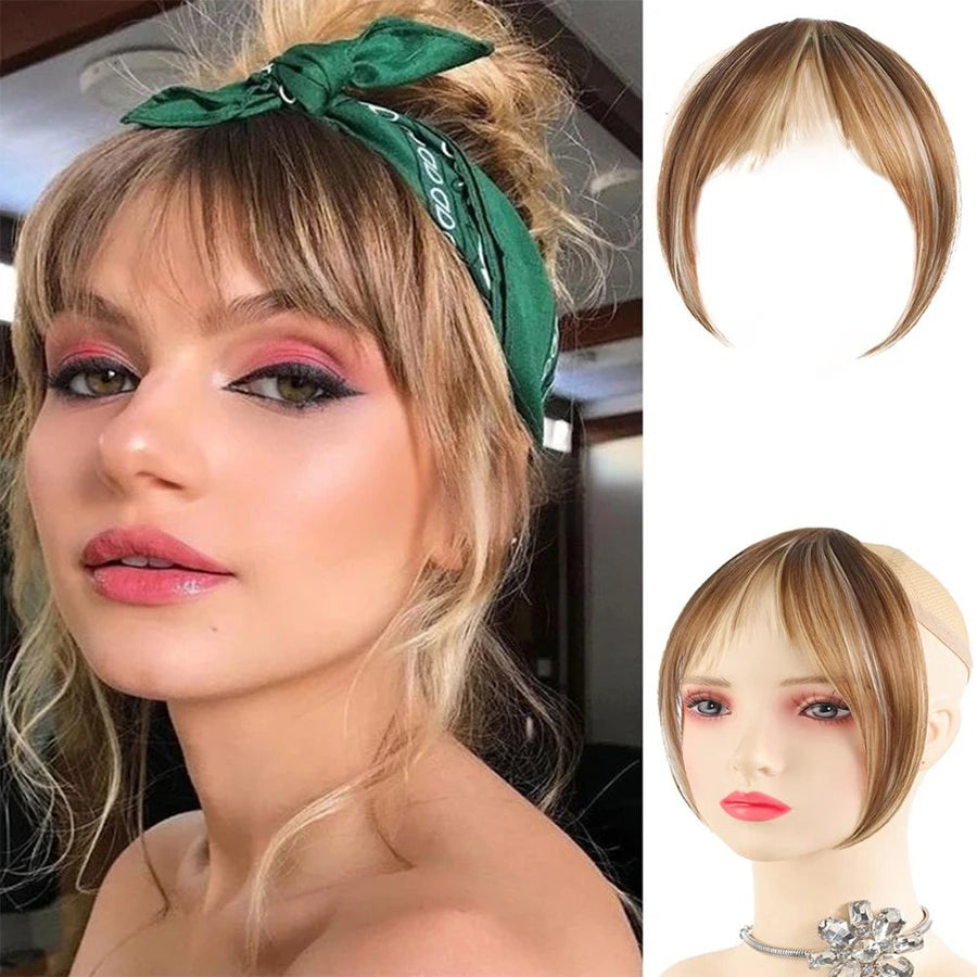 Eight Character French Bangs Wig Piece Female Synthetic BB Clip Fluffy Top Reissue Eight Character Bangs Thin Invisible Hairpins for Women Hair Wigs