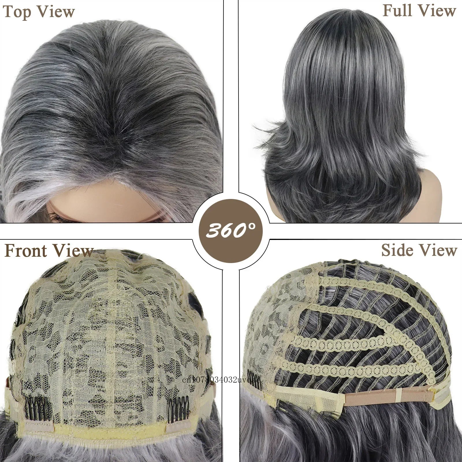 Synthetic Salt and Pepper Wigs with Curtain Bangs Long Hair Style Wig Natural Mix Silver Gray Wigs for White Women Halloween Costume