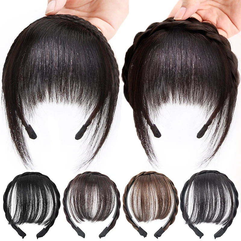 Wig Bangs Headband Synthetic Bangs Hair Extension and Accessories Fake Fringe Natural Hair Clip on Hairpieces for Women Invisible Natural Hair Wigs Clip